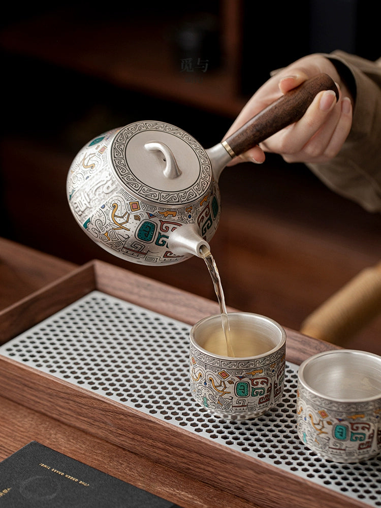 Find and silver tea set kung fu teapot a pot of four cups