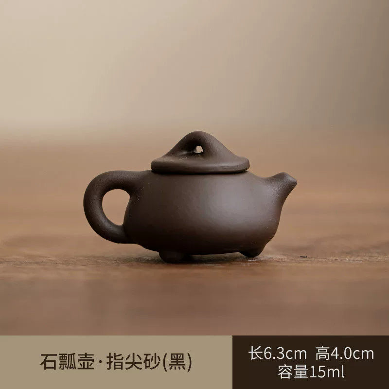 Mini purple clay pot handle pot finger pot kung fu tea set