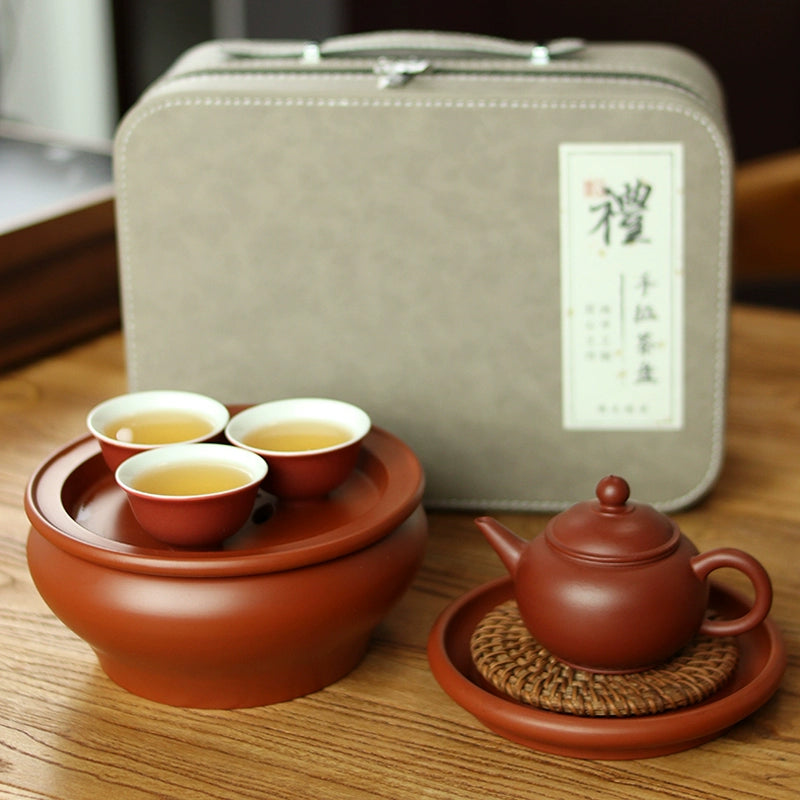 High-end Chaozhou Kung Fu Tea Set Gift Box Set Camping Portable Outdoor Travel Small Tea Tray Tea Cup Teapot Storage Bag