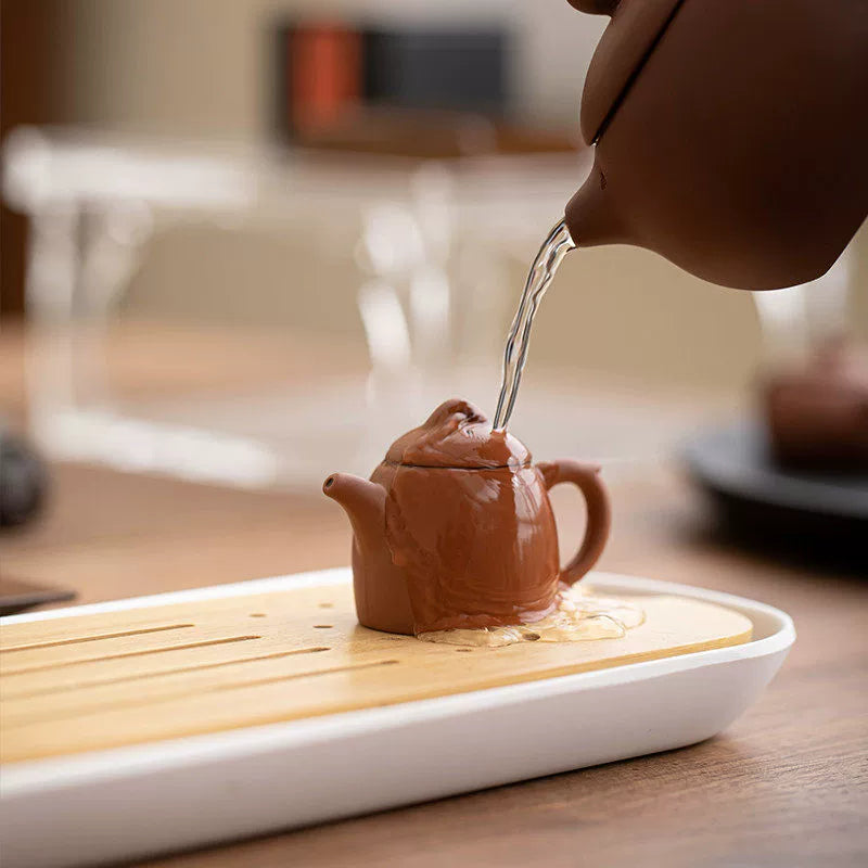 Mini purple clay pot handle pot finger pot kung fu tea set