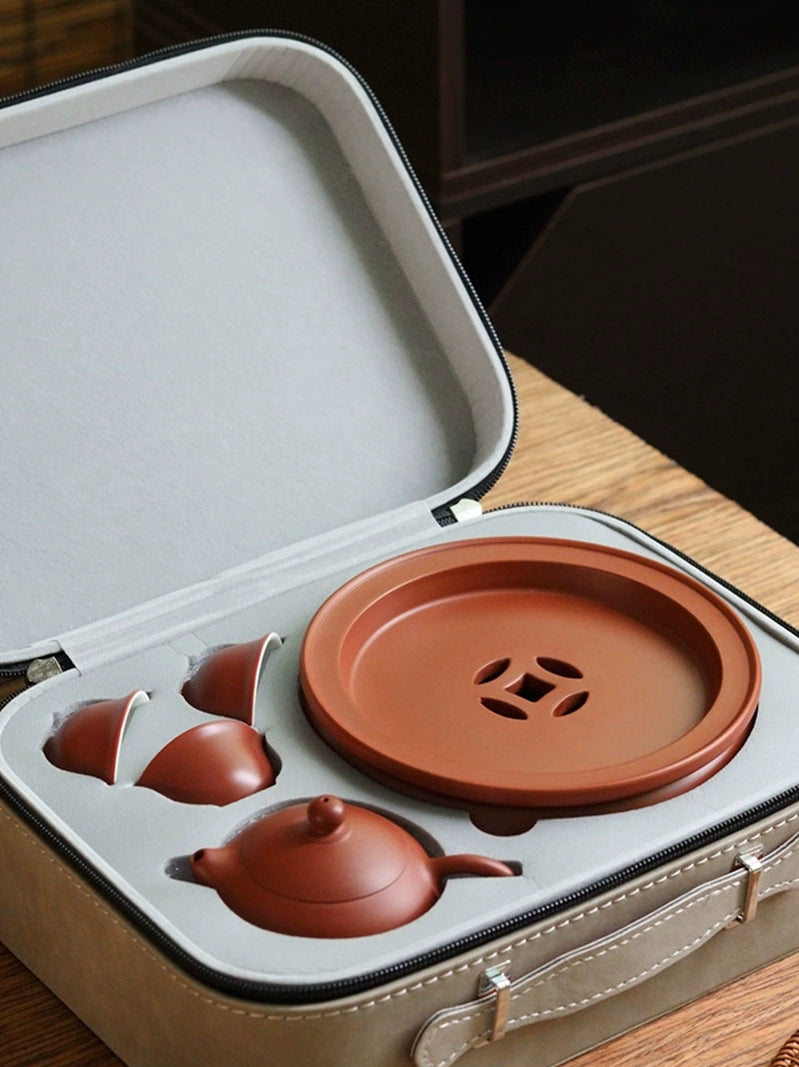 High-end Chaozhou Kung Fu Tea Set Gift Box Set Camping Portable Outdoor Travel Small Tea Tray Tea Cup Teapot Storage Bag