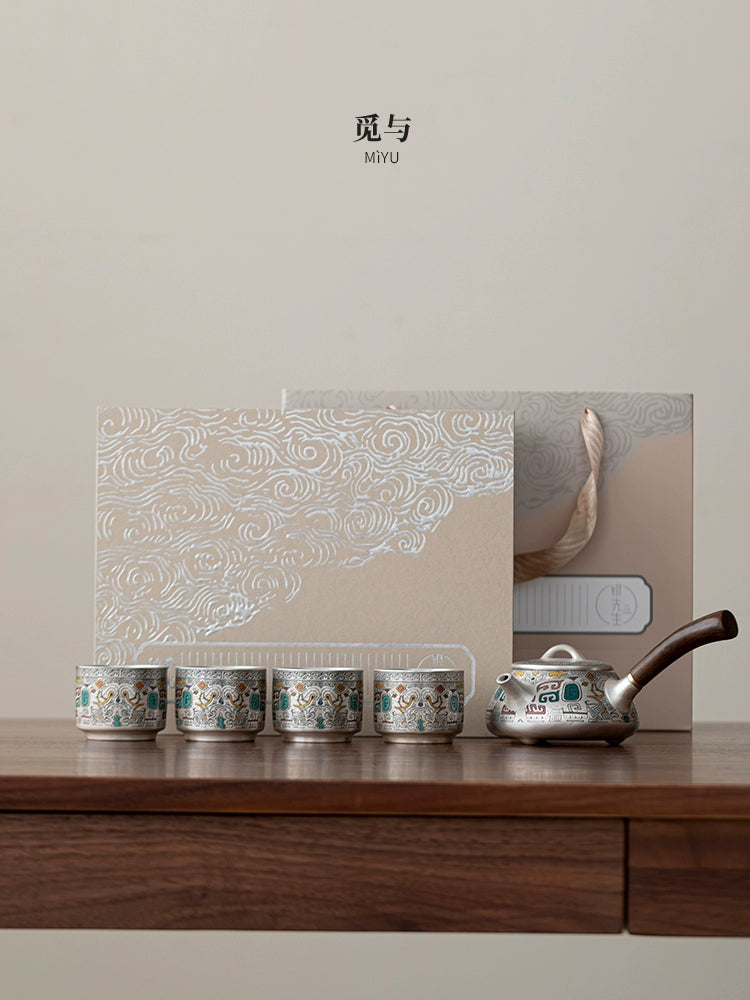 Find and silver tea set kung fu teapot a pot of four cups