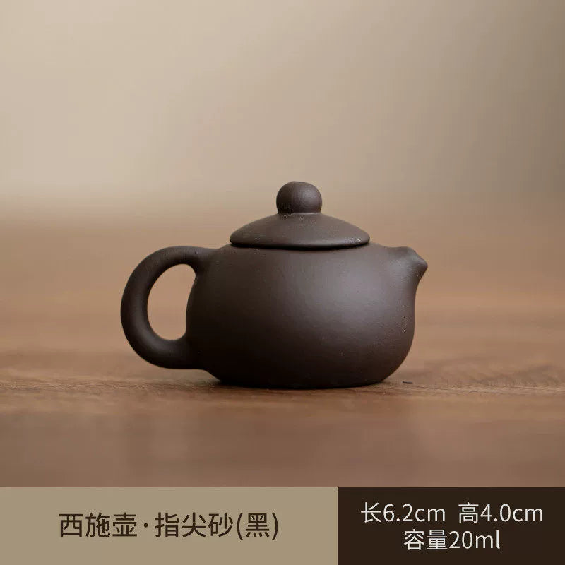 Mini purple clay pot handle pot finger pot kung fu tea set
