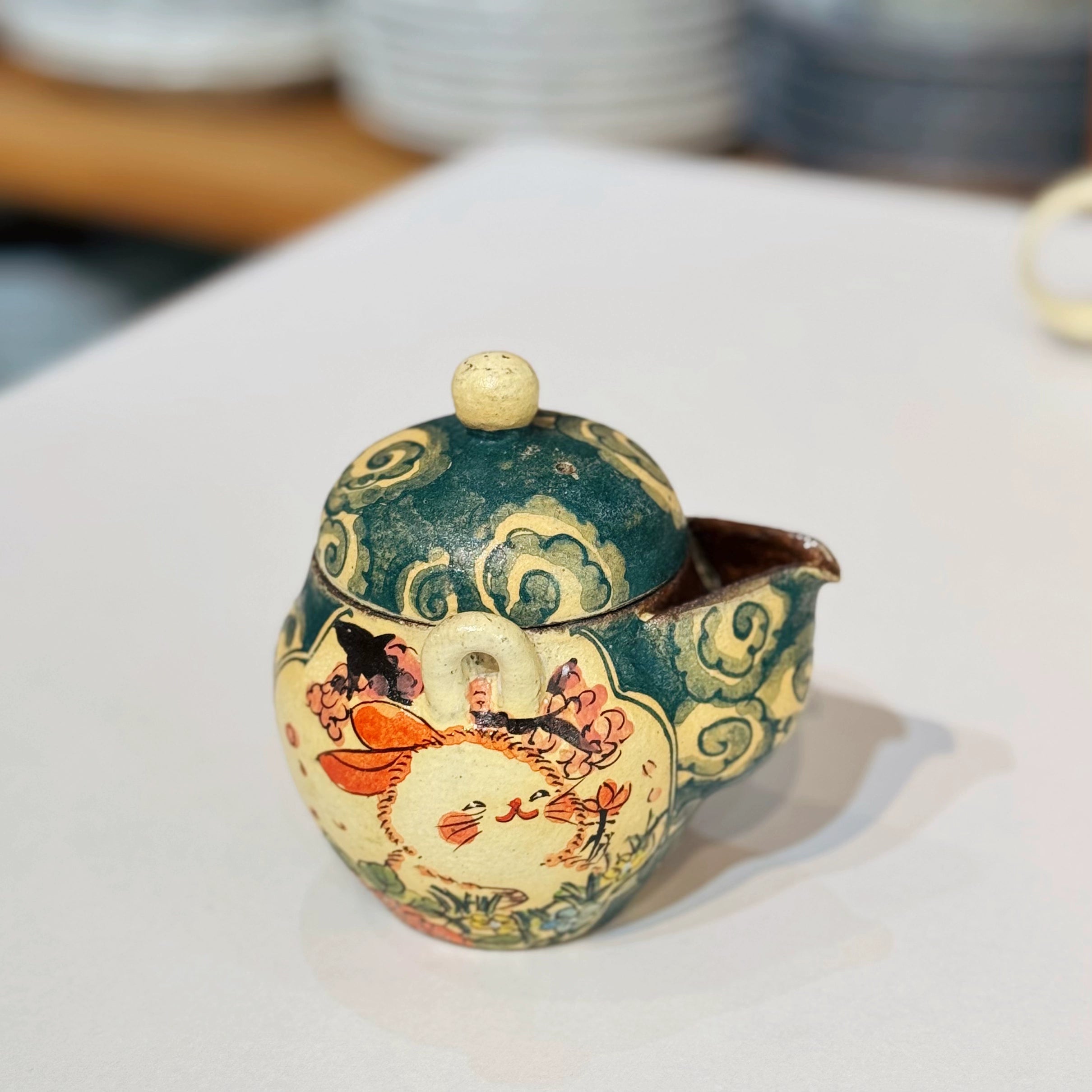 Jingdezhen underglaze colorful hand-painted purple sand/clay cover bowl treasure bottle cover