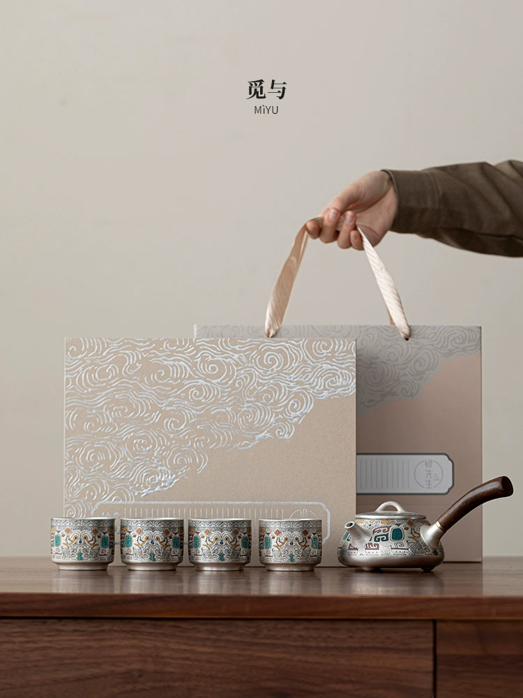 Find and silver tea set kung fu teapot a pot of four cups
