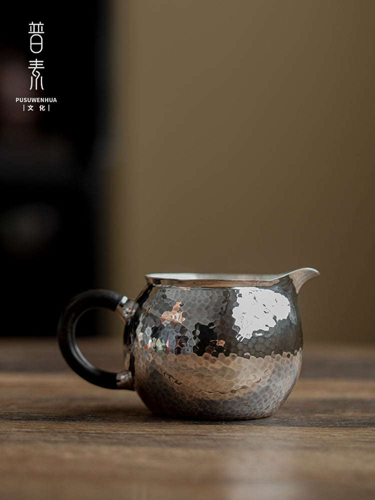 999 sterling silver teapot pure handmade hammered retro silver teapot