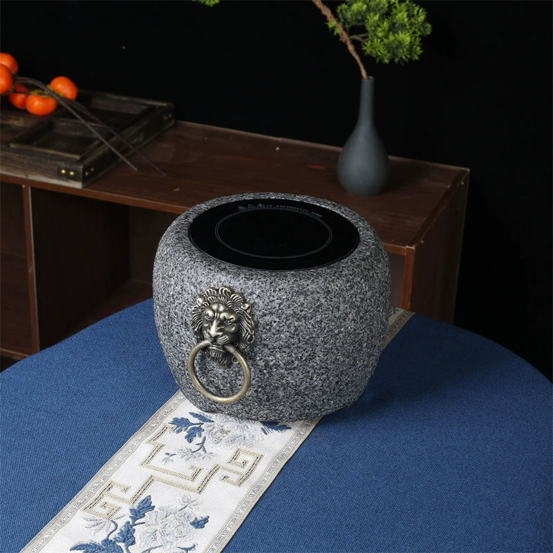 Hand-Carved Stone Mortar Electric Ceramic Stove – Dual-Purpose Outdoor & Home Model