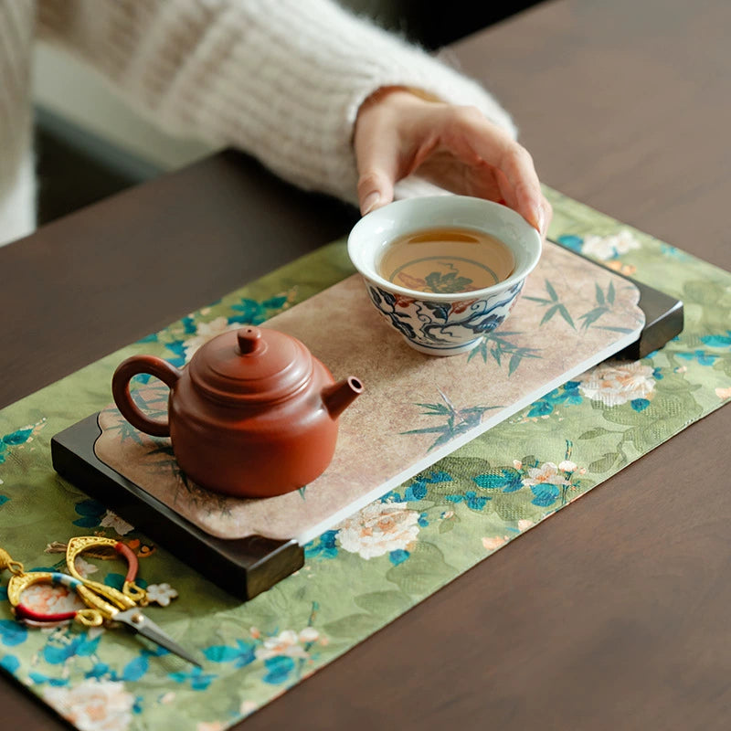 Handmade purple clay pot tea set × Walnut ore tea tray Women's kung fu tea set tea tray set