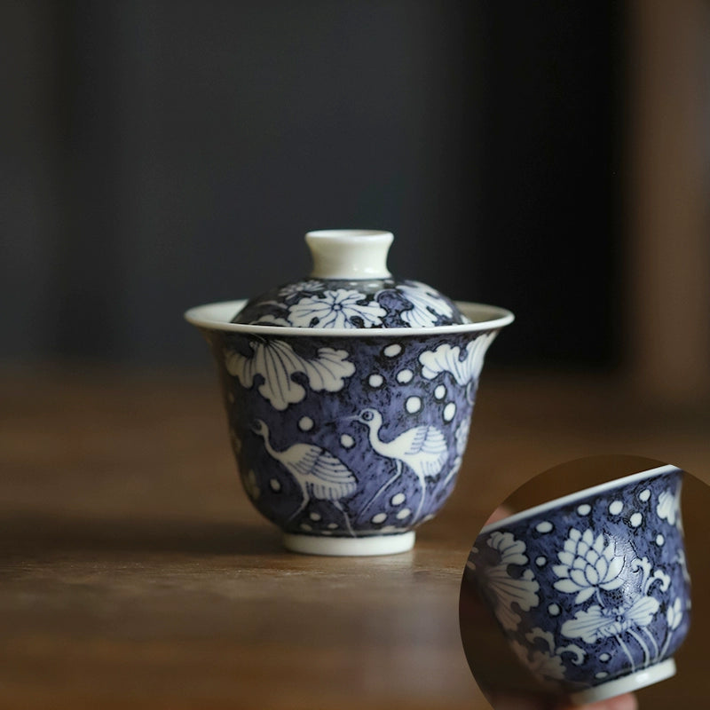 Hand-painted blue and white porcelain small-capacity ceramic tea bowl