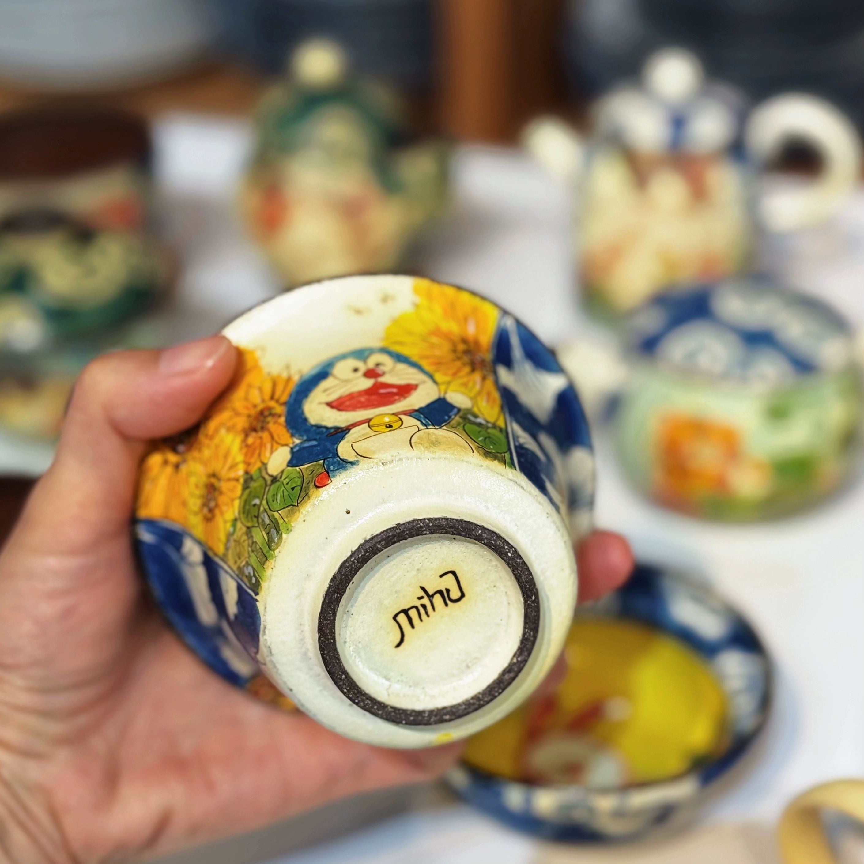 Jingdezhen underglaze colorful hand-painted purple sand/clay cover bowl treasure bottle cover