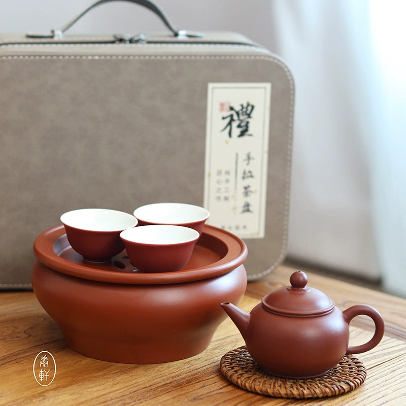 High-end Chaozhou Kung Fu Tea Set Gift Box Set Camping Portable Outdoor Travel Small Tea Tray Tea Cup Teapot Storage Bag