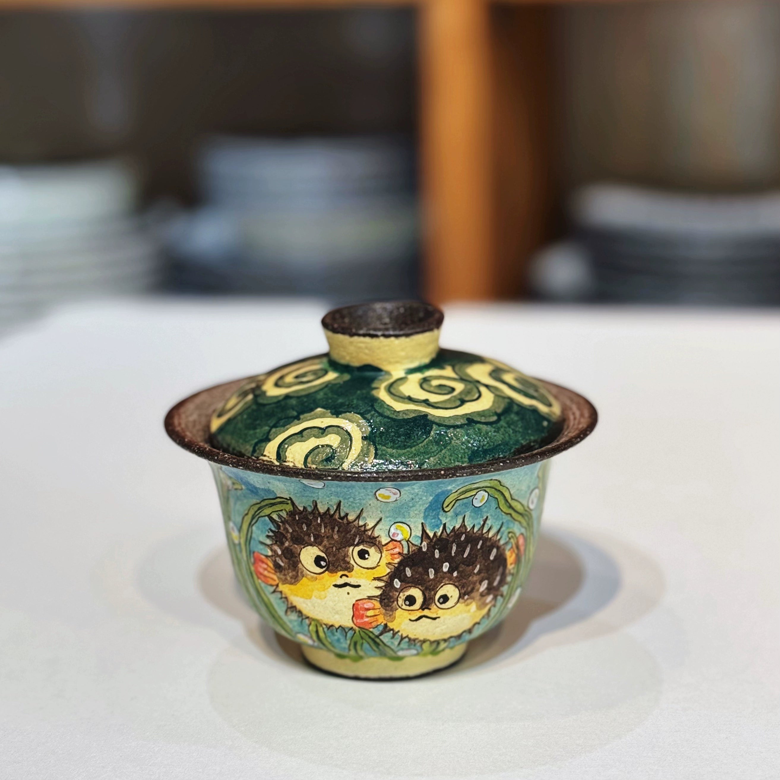 Jingdezhen underglaze colorful hand-painted purple sand/clay cover bowl treasure bottle cover