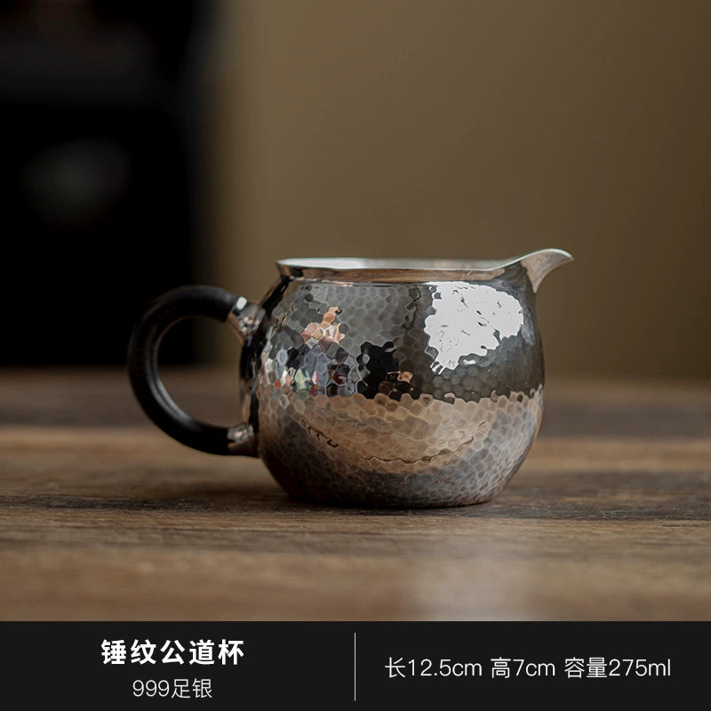 999 sterling silver teapot pure handmade hammered retro silver teapot