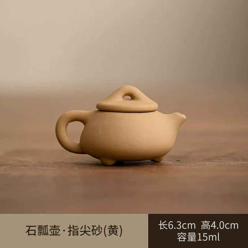 Mini purple clay pot handle pot finger pot kung fu tea set