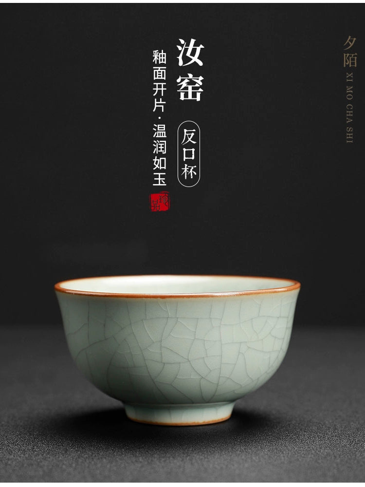 Five famous kilns kung fu tea set ceramic master cup high-end tea cup tea bowl with hand gifts