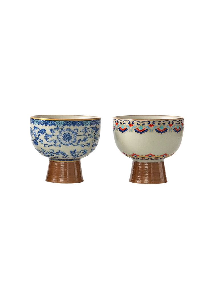Dunhuang blue and white Ru kiln goblet, Zen cup, tea cup, tea cup, tea set, gift box, high-end cultural and creative gifts to the elders