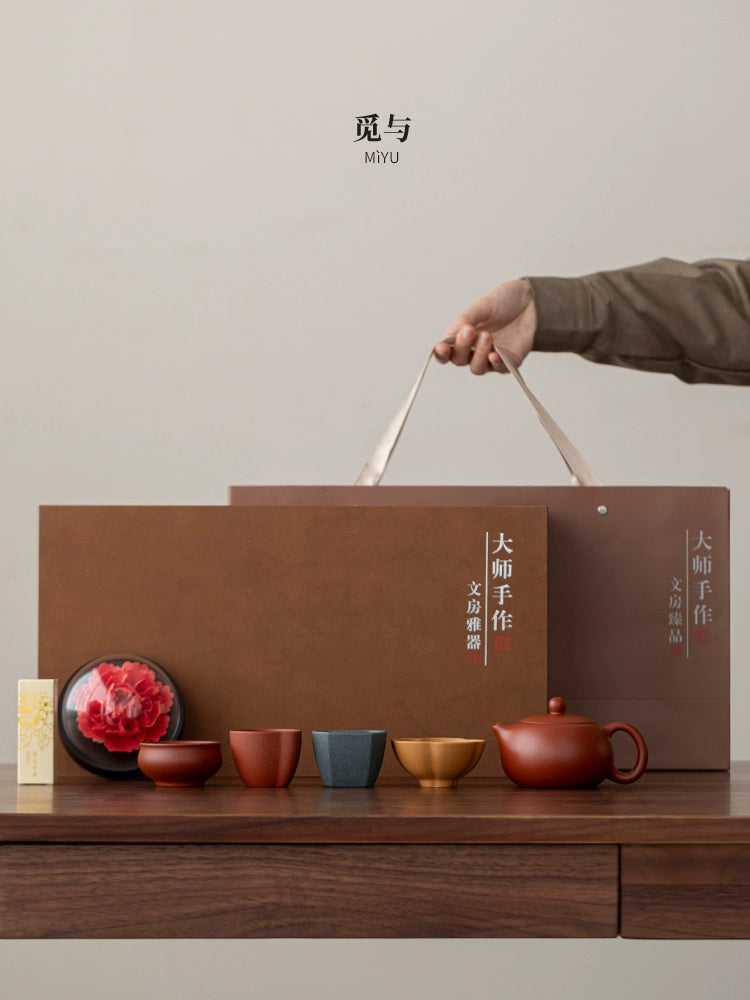 Raw ore Xishi purple clay teapot handmade teapot kung fu tea set