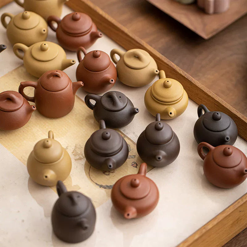 Mini purple clay pot handle pot finger pot kung fu tea set