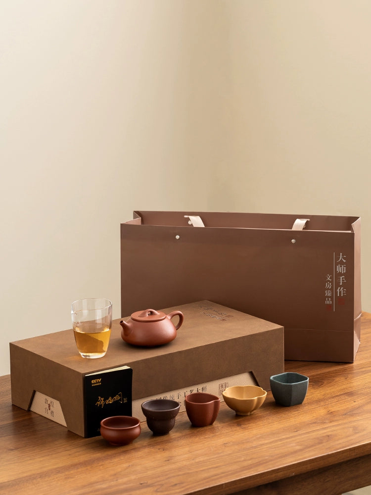 Purple sand fu ware set tea set| Raw ore red clay high-end tea set × high-end gift tea set