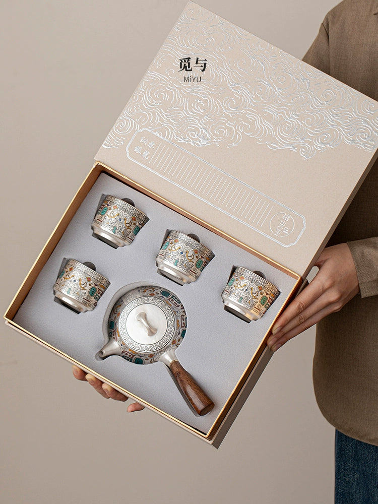 Find and silver tea set kung fu teapot a pot of four cups