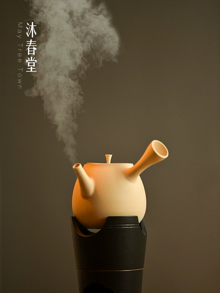 Small side handle pot white pottery teapot electric pottery stove boiling water shell