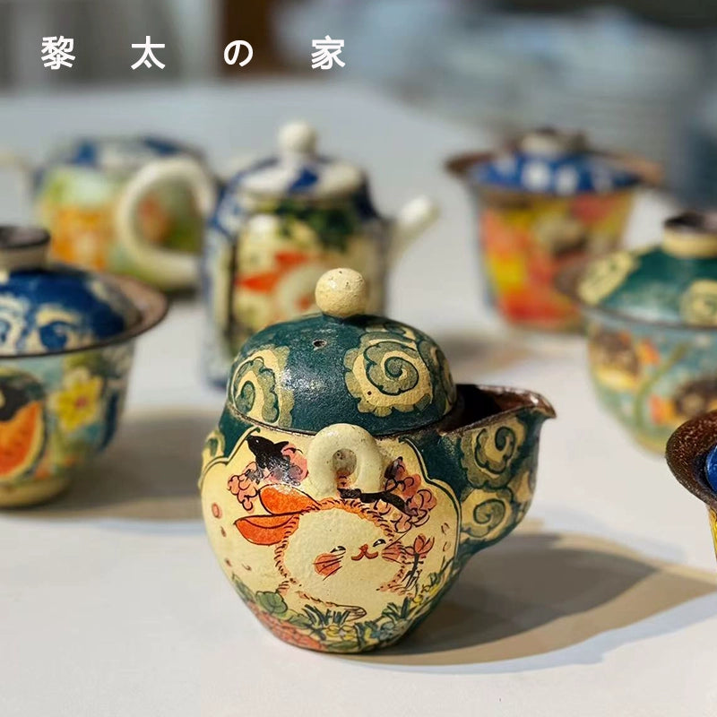 Jingdezhen underglaze colorful hand-painted purple sand/clay cover bowl treasure bottle cover