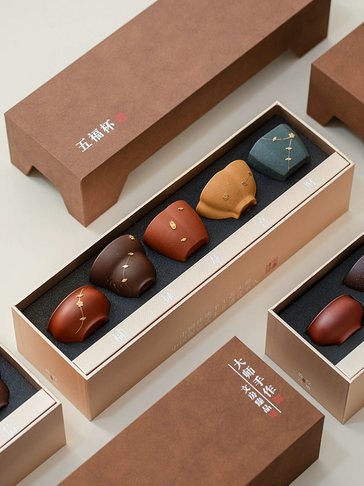 Purple sand curium nail Wufu teacup set | High-end cultural and creative tea set × Owner's cup tea cup gift box