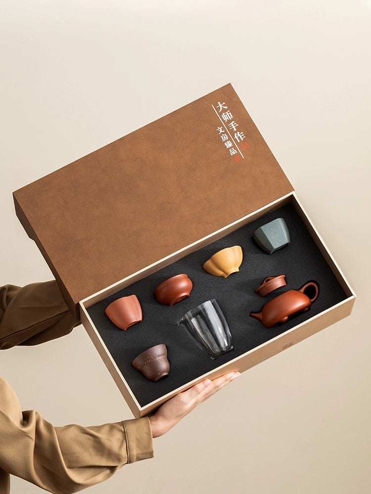 Purple sand fu ware set tea set| Raw ore red clay high-end tea set × high-end gift tea set