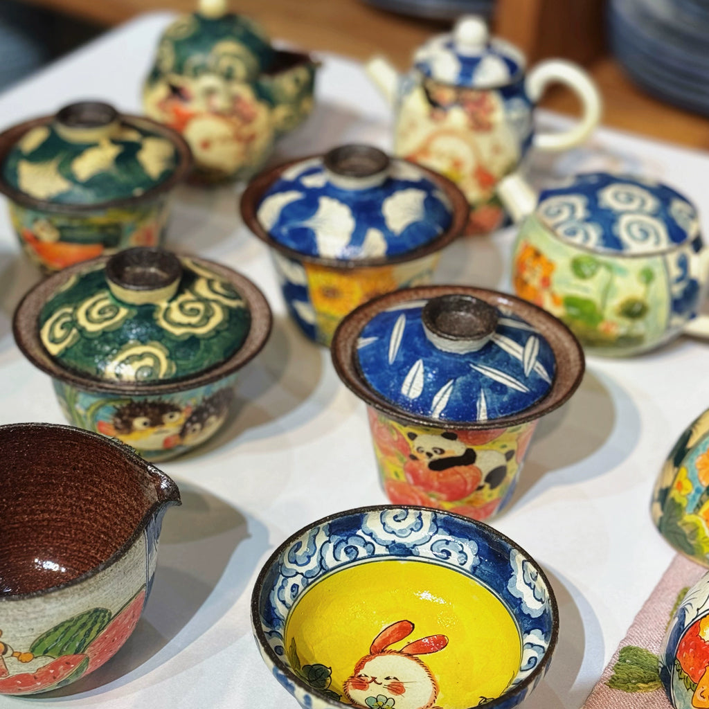 Jingdezhen underglaze colorful hand-painted purple sand/clay cover bowl treasure bottle cover