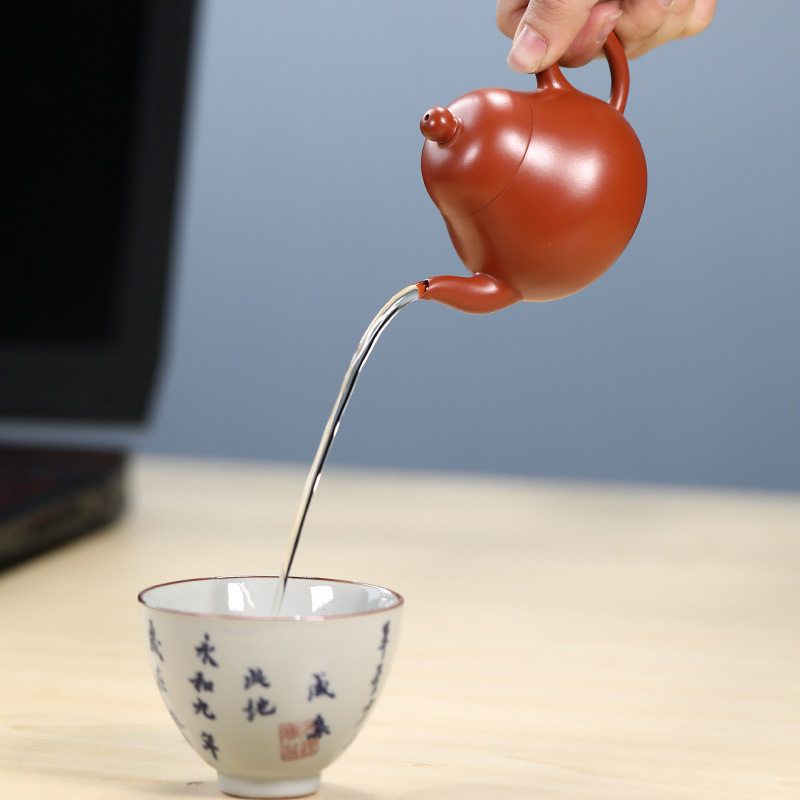 Thin body purple clay teapot 90ml, a pot, a cup of red clay, pear-shaped teapot, tea set