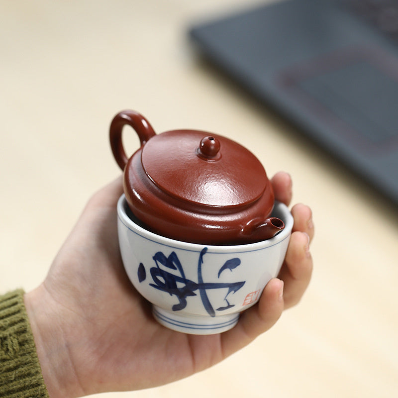 Yixing purple clay pot, a pot, a cup of tea, gift box set, small capacity 60ml kung fu teapot, vermilion flat cherry pot