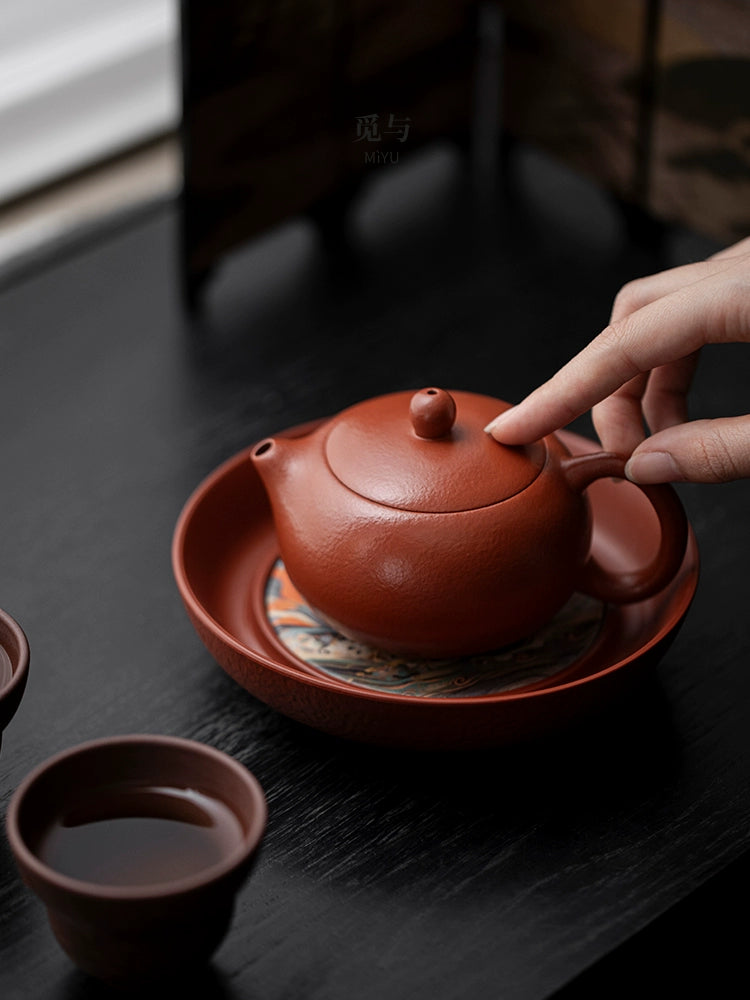 Intangible purple sand red mud Xishi a pot two cups kung fu tea set