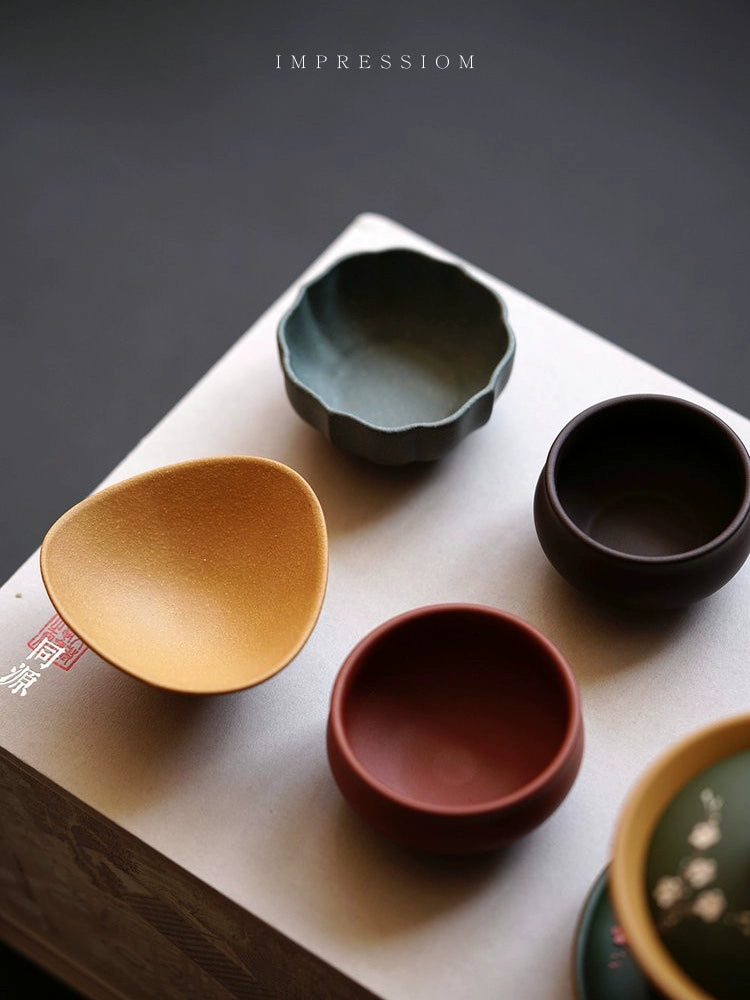 Yixing purple clay pot plum blossom snow Qiao/rain-listening cover bowl gift set mud 160cc/180cc