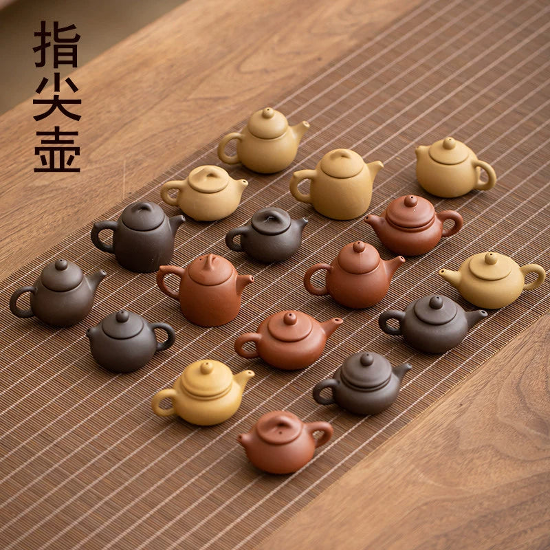 Mini purple clay pot handle pot finger pot kung fu tea set