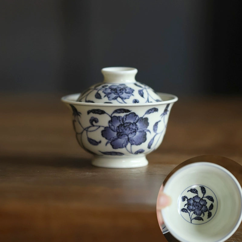 Hand-painted blue and white porcelain small-capacity ceramic tea bowl