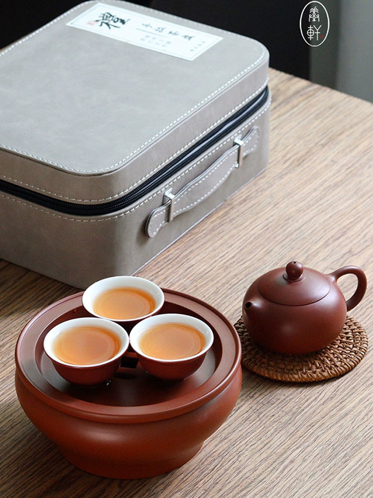 High-end Chaozhou Kung Fu Tea Set Gift Box Set Camping Portable Outdoor Travel Small Tea Tray Tea Cup Teapot Storage Bag