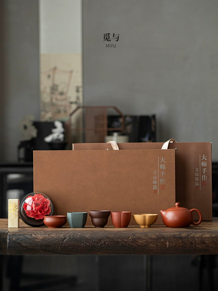 Raw ore Xishi purple clay teapot handmade teapot kung fu tea set