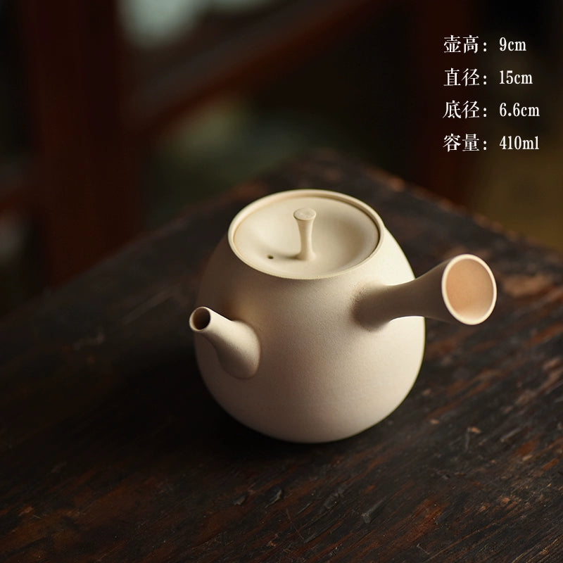 Small side handle pot white pottery teapot electric pottery stove boiling water shell
