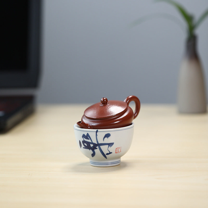 Yixing purple clay pot, a pot, a cup of tea, gift box set, small capacity 60ml kung fu teapot, vermilion flat cherry pot