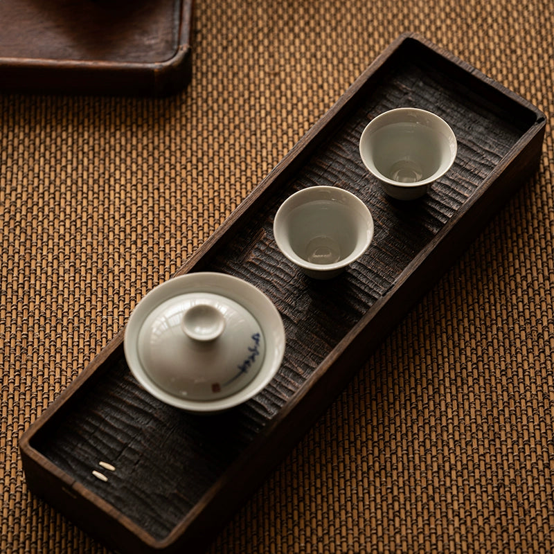 Hand-made straw ash green glaze cover bowl teacup