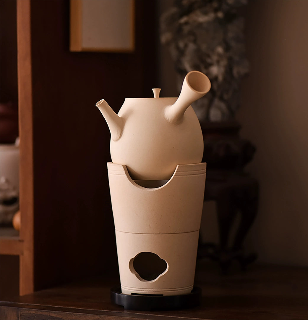 Small side handle pot white pottery teapot electric pottery stove boiling water shell