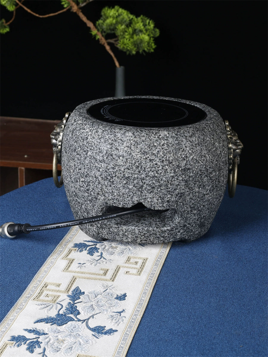 Hand-Carved Stone Mortar Electric Ceramic Stove – Dual-Purpose Outdoor & Home Model