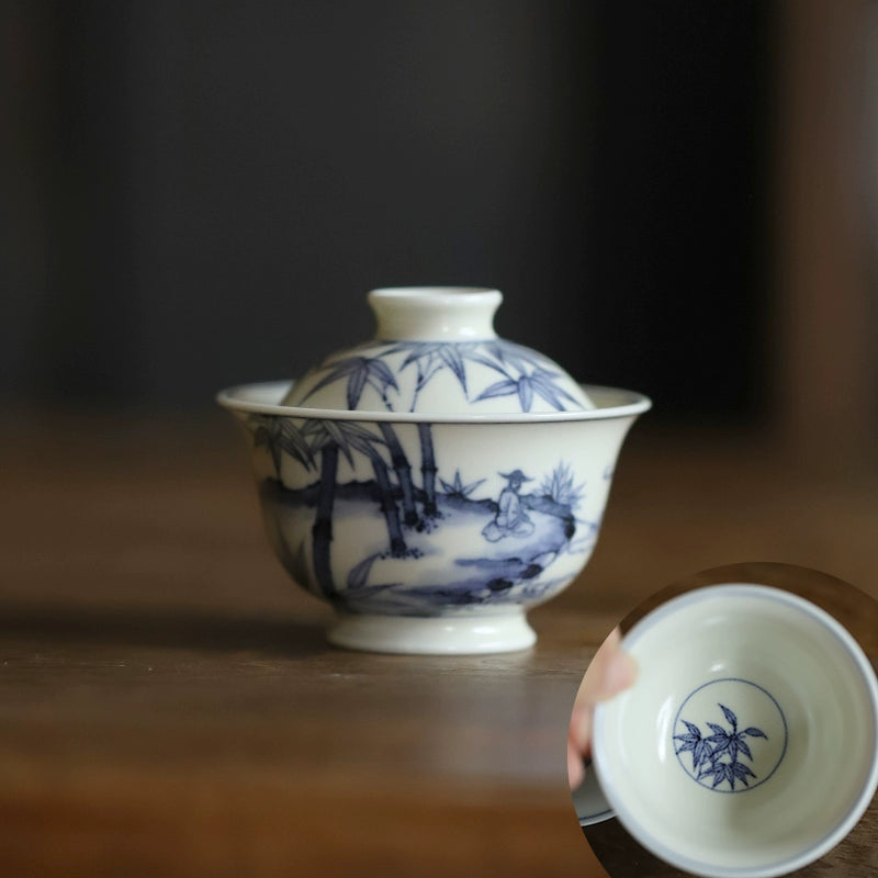 Hand-painted blue and white porcelain small-capacity ceramic tea bowl