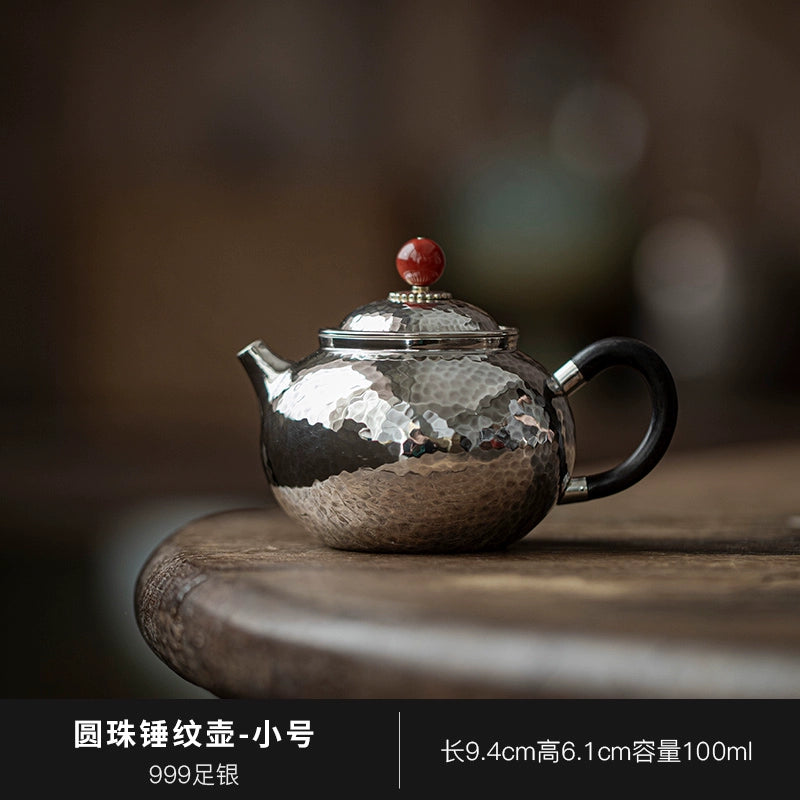 999 sterling silver teapot pure handmade hammered retro silver teapot