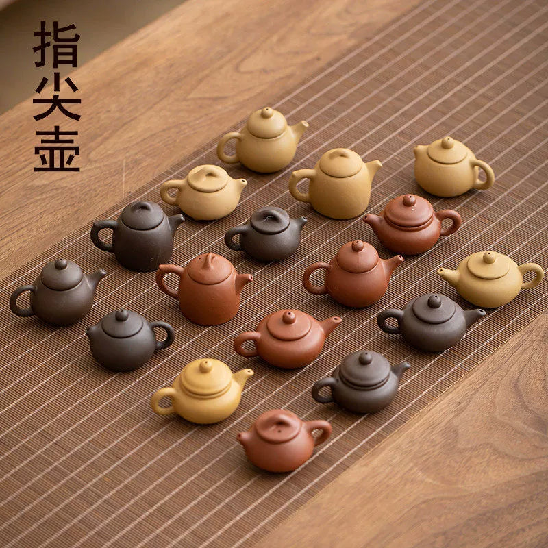 Mini purple clay pot handle pot finger pot kung fu tea set