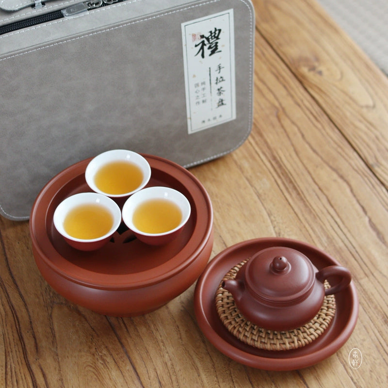 High-end Chaozhou Kung Fu Tea Set Gift Box Set Camping Portable Outdoor Travel Small Tea Tray Tea Cup Teapot Storage Bag