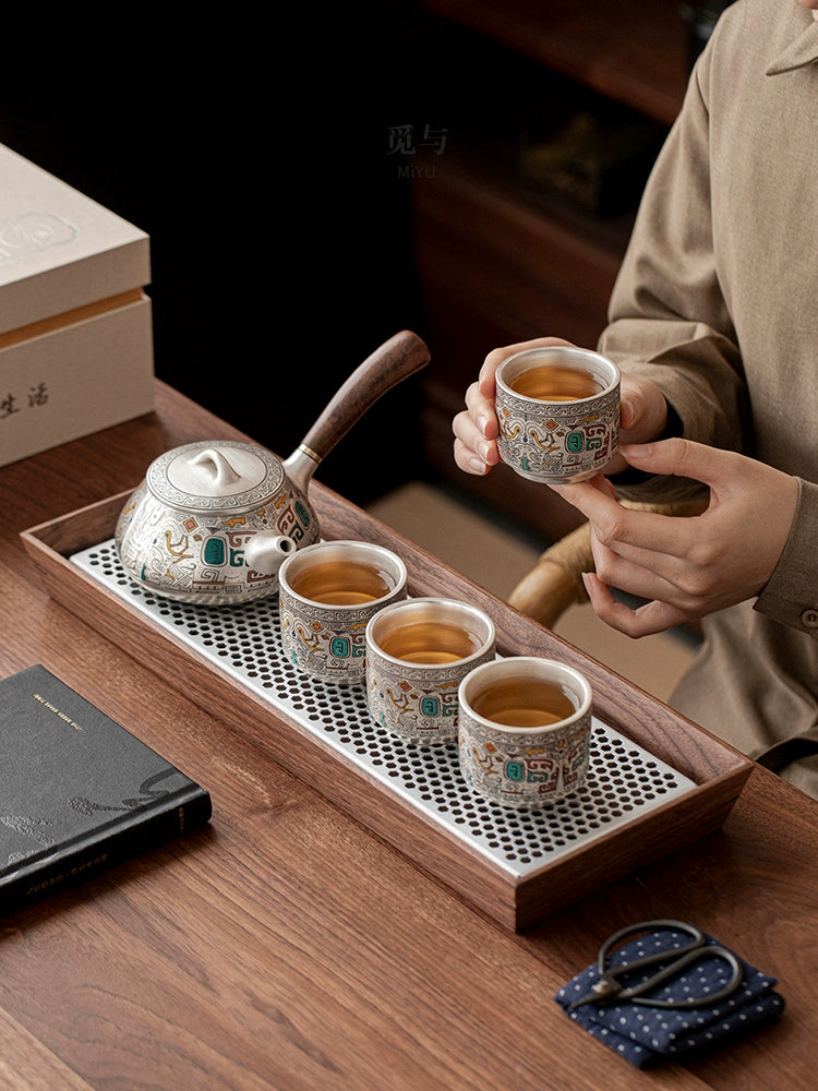 Find and silver tea set kung fu teapot a pot of four cups