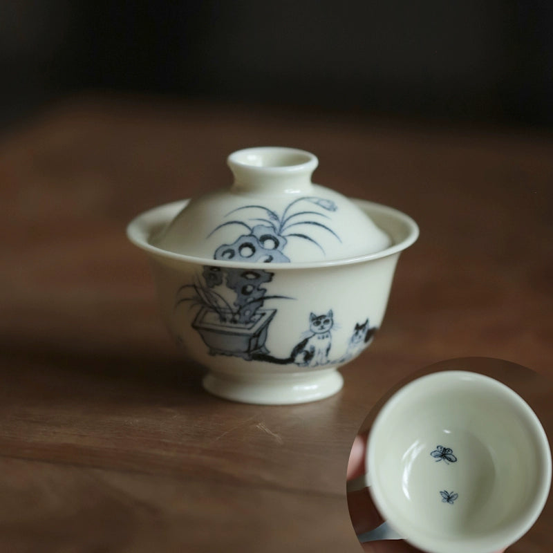 Hand-painted blue and white porcelain small-capacity ceramic tea bowl