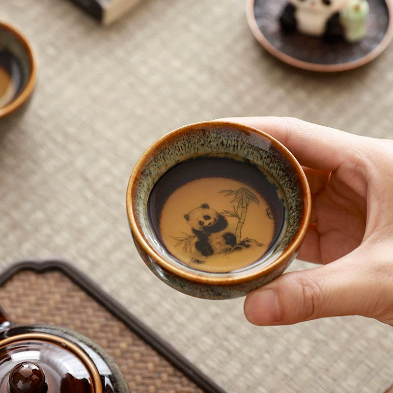 Panda Wenchuang Tea Set Gift Box with Hand Gift