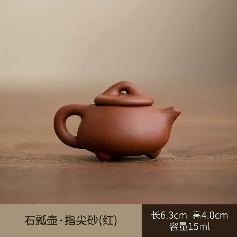 Mini purple clay pot handle pot finger pot kung fu tea set